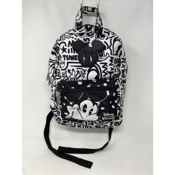Disney Loungefly Mickey Mouse Backpack Graffiti Style Black/White Song Tune main image 6